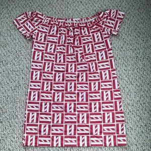 Mahi Gold XS off shoulder dress red nautical pattern